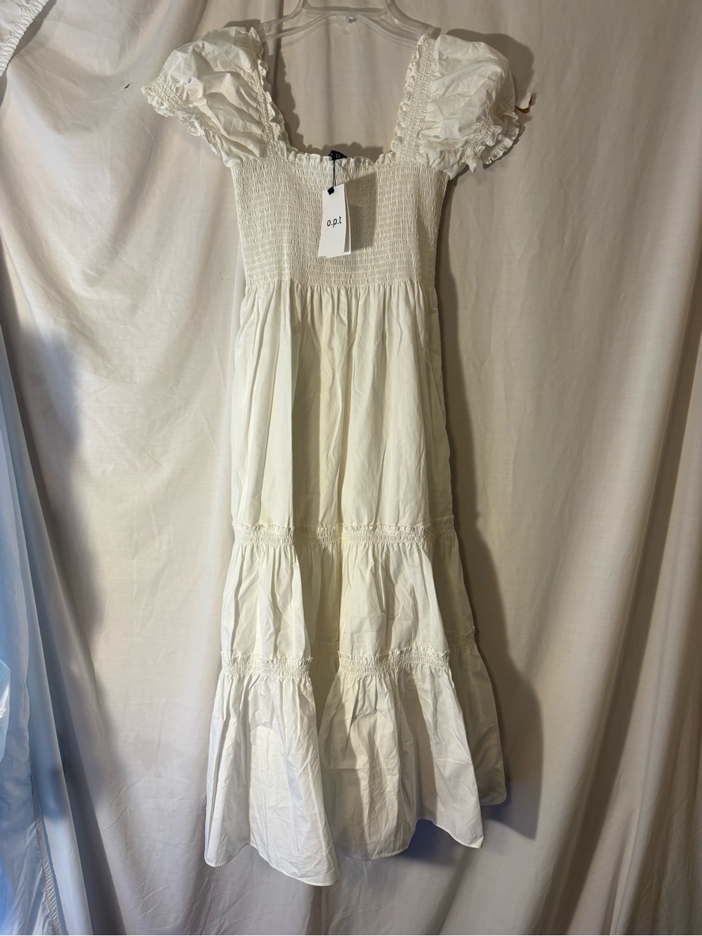 Smocked Tiered Maxi Dress in Ivory